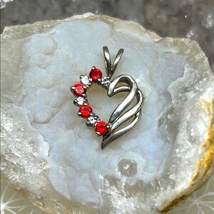 Vintage Cz Heart Pendant 925